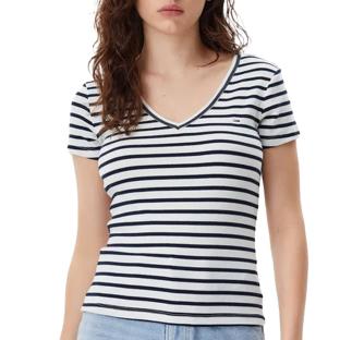 T-shirt Noir/Blanc Femme Tommy Hilfiger Essential pas cher