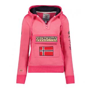 Sweat à capuche Rose Fluo Femme Geographical Norway Gymclass pas cher