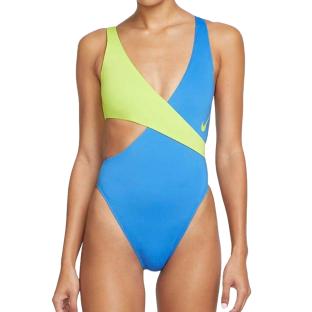 Maillot de bain 1 piece Bleu/Vert Femme Nike Crossover pas cher