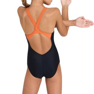 Maillot de bain 1 pièce Noir/Orange Fille Arena Mark vue 2