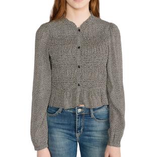 Langärmliges Hemd, schwarz/beige, für Mädchen, Le Temps Des Cerises, Izzy Ansicht 0