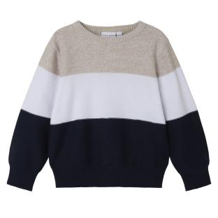 Pull Beige/Marine Garçon Name it Vohan pas cher