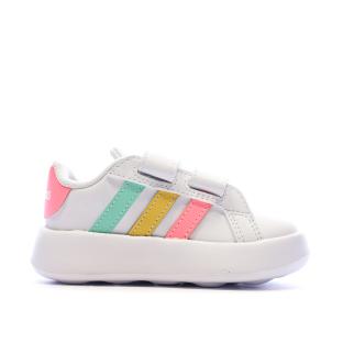 Baskets Blanches/Roses Fille Adidas Grand Court 2.0 vue 2