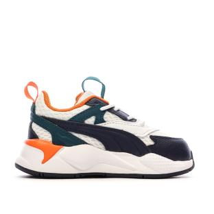 Baskets Blanc/Marine/Orange Garçon Puma Rs vue 2