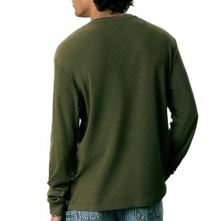 Sweat Vert Homme Calvin Klein Jeans Waffle Badgeses vue 0