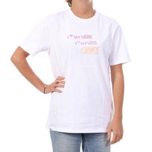 T-shirt Blanc Femme Vans Stamp Logo Ss Tee pas cher
