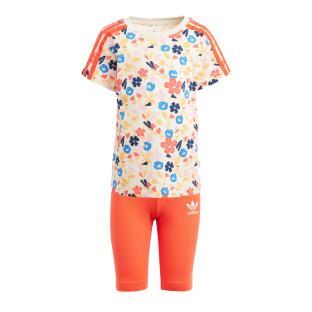 Ensemble survêtement orange Fille Adidas Cyc Short Tee S pas cher
