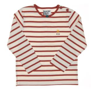 T-shirt Marinière Rose/Beige Enfant EOM Loris pas cher