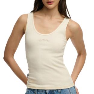 Débardeur Beige Femme Superdry Logo Scoop vue 0