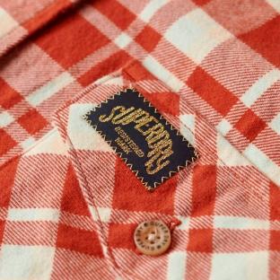 Chemise Manches Longues Orange/Blanche Femme Superdry Lumberjack vue 3