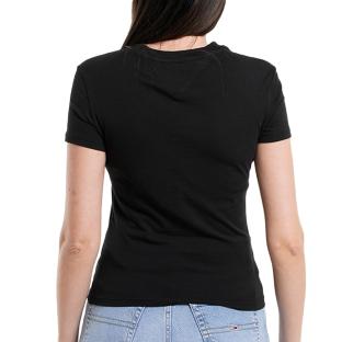 T-shirt Noir Femme Tommy Hilfiger Tjw Slim Tonal Linea vue 2