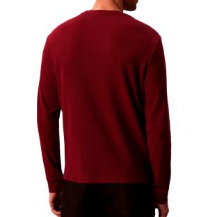 Sweat Bordeaux Homme Calvin Klein Jeans Waffle Badge vue 2