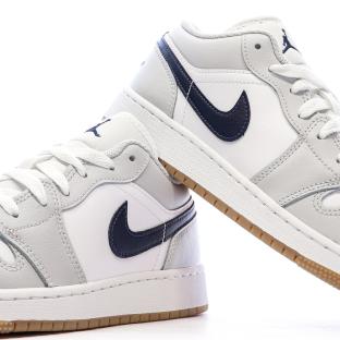 Basket Grise/Marine Garçon Nike Air Jordan 1 Low vue 7
