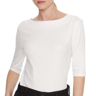 T-Shirt Blanc Femme Calvin Klein Jeans Half Supima Boat vue 0