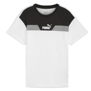 T-shirt Blanc/Noir/Gris Garçon Puma Power Colorblock pas cher