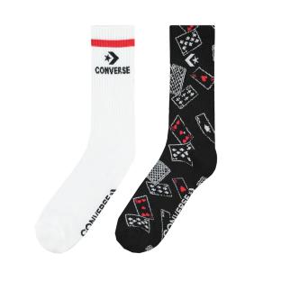 2x Paires de Chaussettes Blanc/Noir Homme Converse S7021469 pas cher
