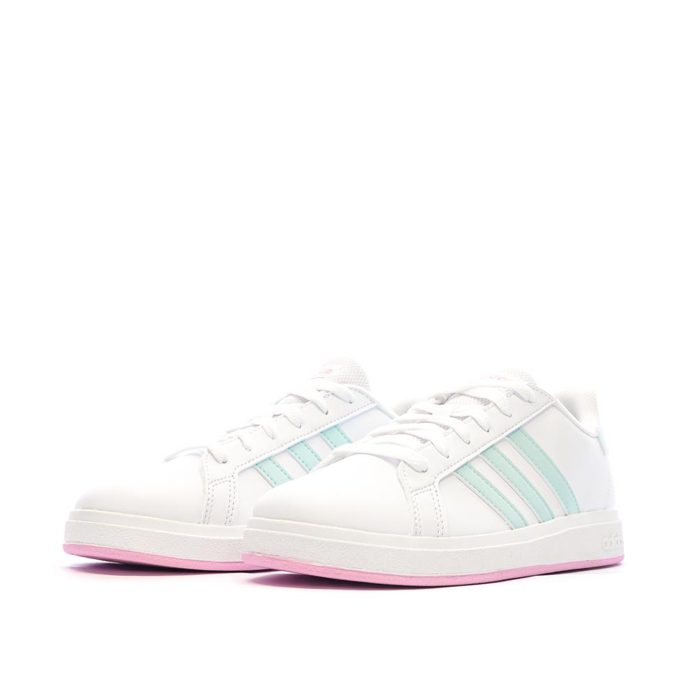 Baskets Blanc/Vert Fille Adidas Grand Court 2.0 vue 6