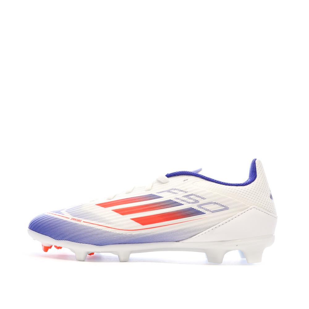 Chaussures de Foot Blanc/Bleu Junior Adidas F50 League FG/MG pas cher