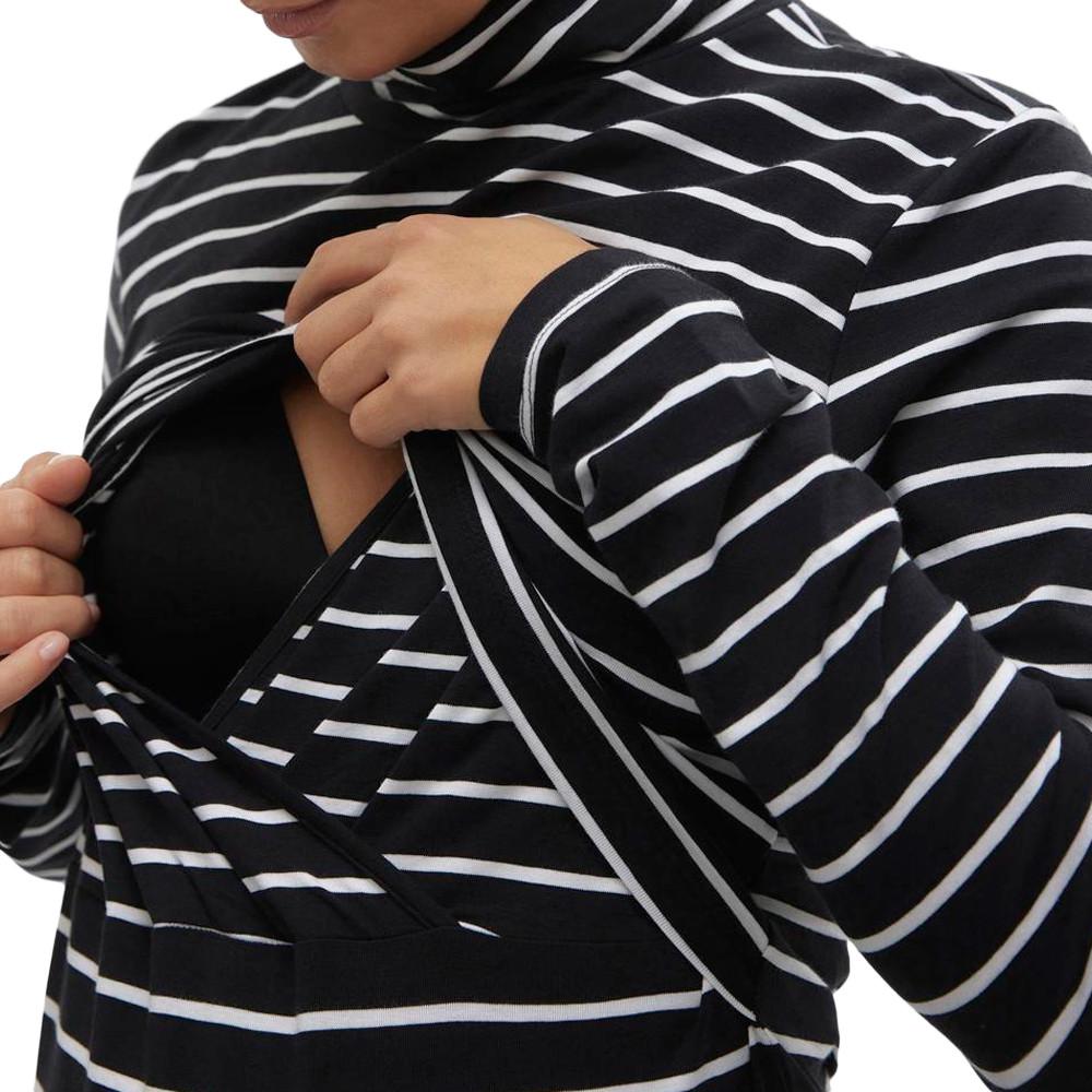 T-Shirt Manches Longues de grossesse Noir/Blanc Femme Mamalicious Ilja June vue 3