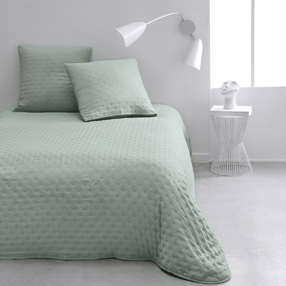 Couvre lit Vert + 2 Taies D'oreiller Today 260x240cm pas cher