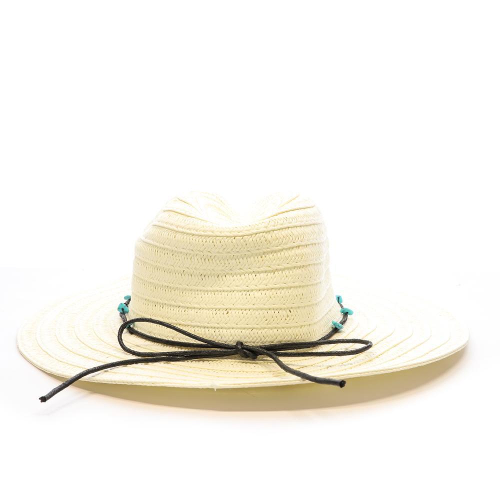 Chapeau de soleil en paille Blanc à large bord Via Lorenzo Fedora vue 3