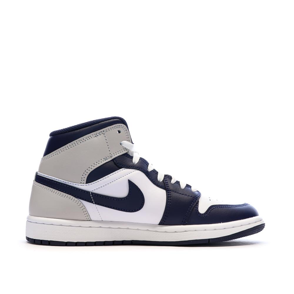 Air Jordan 1 Mid Blanche/Marine Homme Nike vue 2