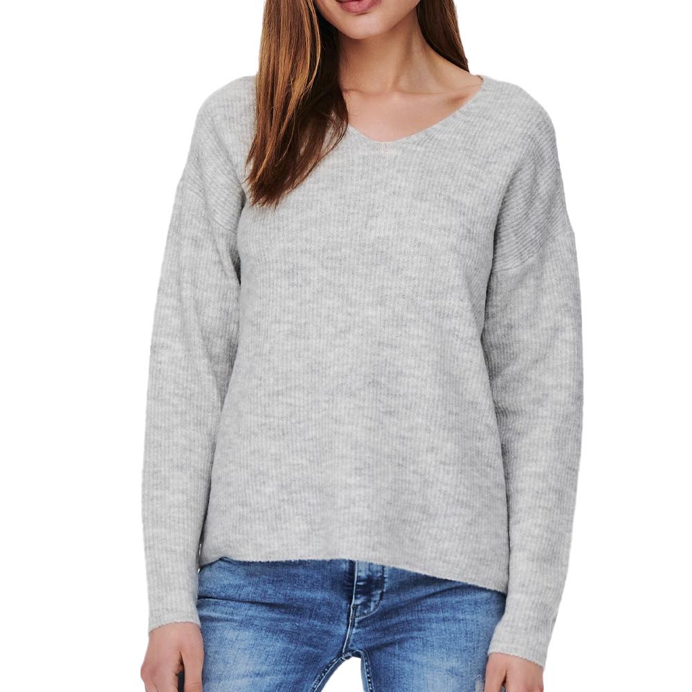 Pull Gris Clair Femme Only Camilla V-neck pas cher