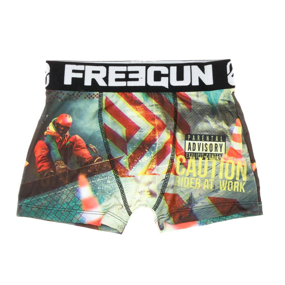 Boxer Rouge/Jaune Garçon Freegun Caution pas cher