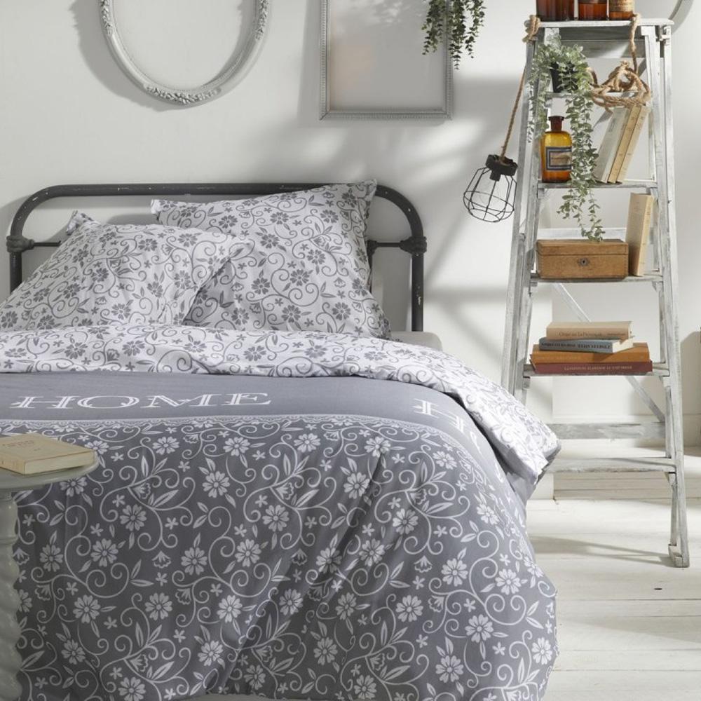 Parure de lit coton uni CHARME Gris Today 220x240 pas cher