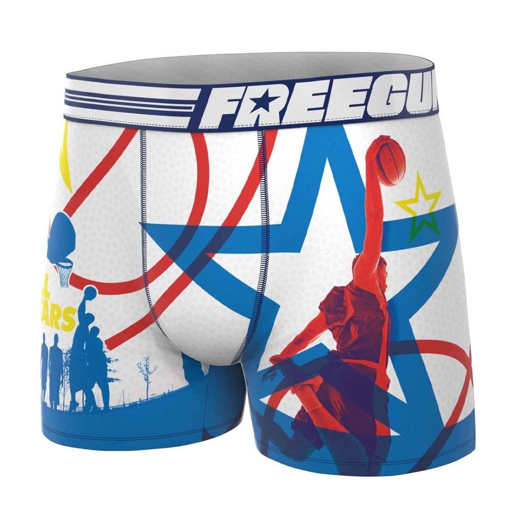 Boxer Blanc/Bleu Homme Freegun Basketball pas cher