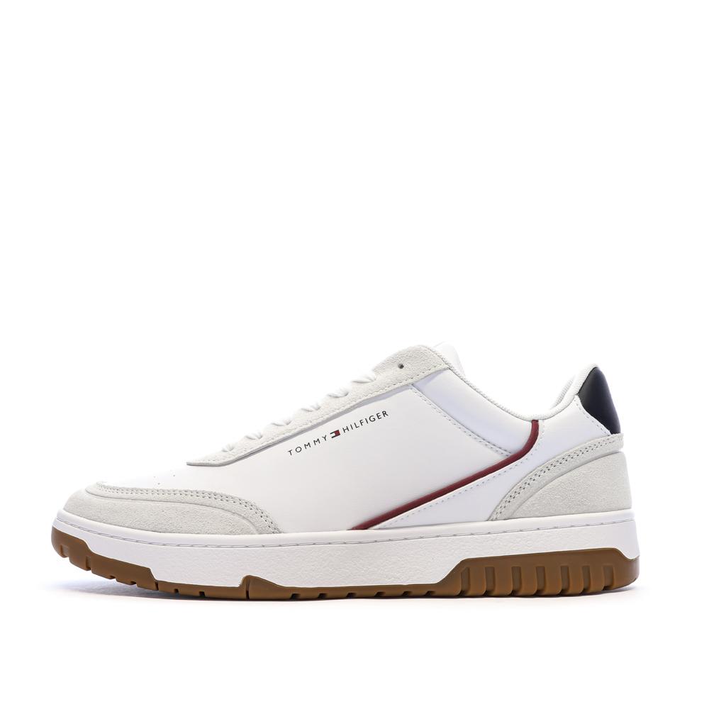 Baskets Blanches/Marine Homme Tommy Hilfiger Core Leath pas cher