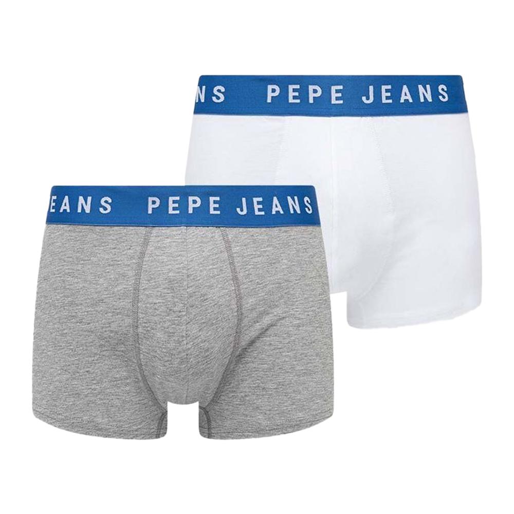 2x Boxers Blanc/Gris Homme Pepe Jeans PMU pas cher