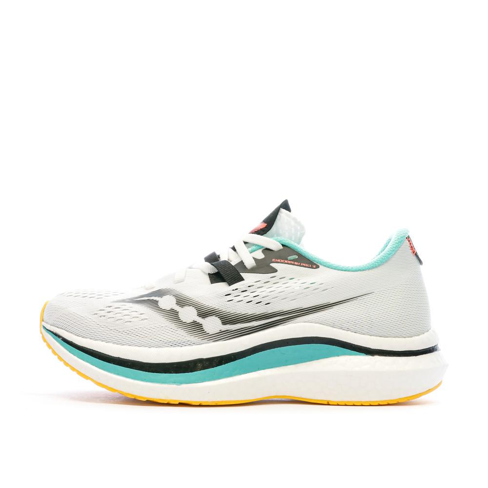 Chaussures de Running Blanc/Turquoise/Orange Homme SauconyEndorphin Pro 2 pas cher