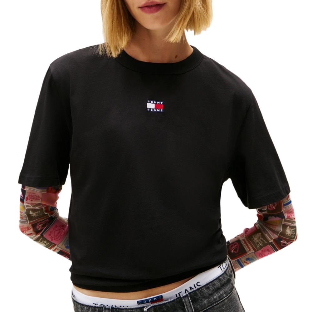 T-shirt Noir Femme Tommy Hilfiger Tjw Bxy Badge pas cher
