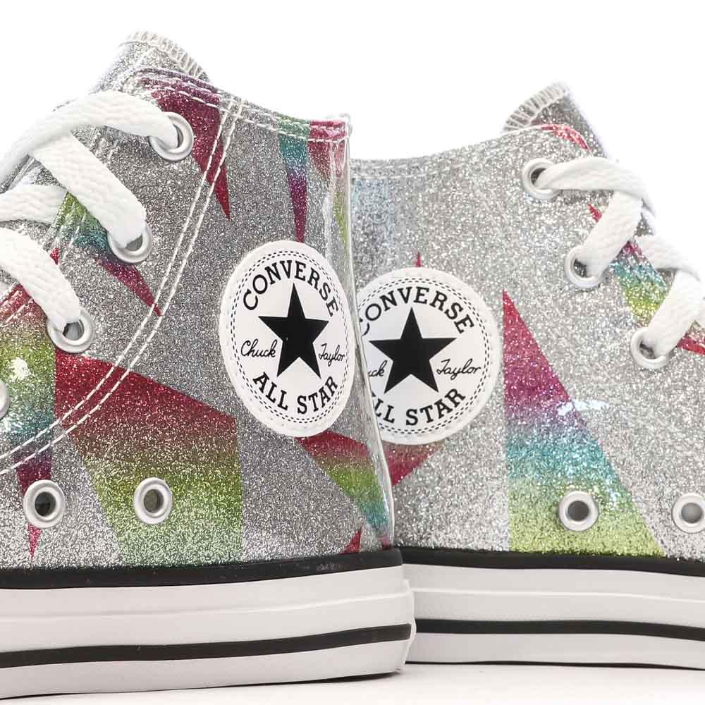 Baskets Grises à paillettes Fille Converse All Star Glitter vue 7