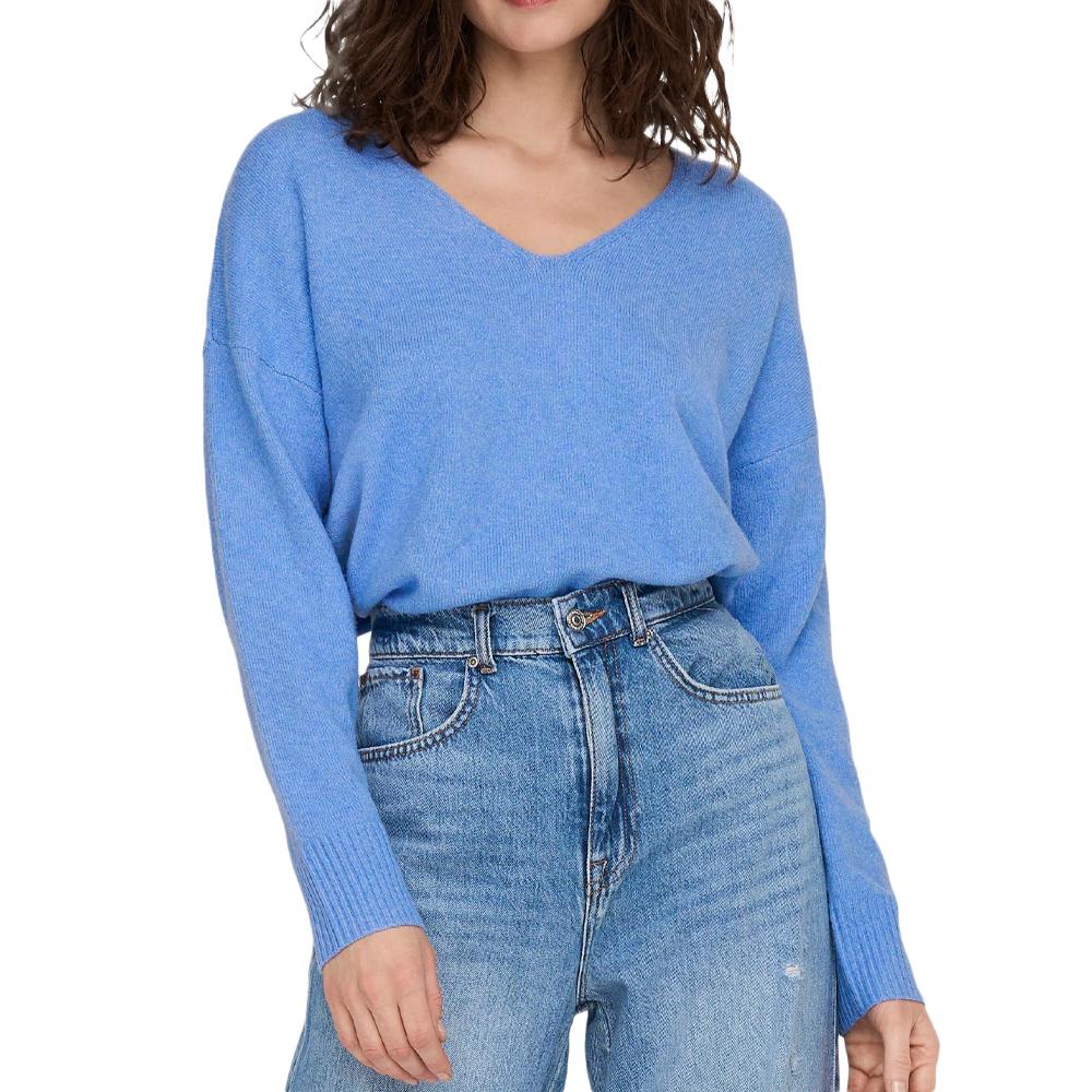 Pull Bleu Col V Femme Only Rica pas cher