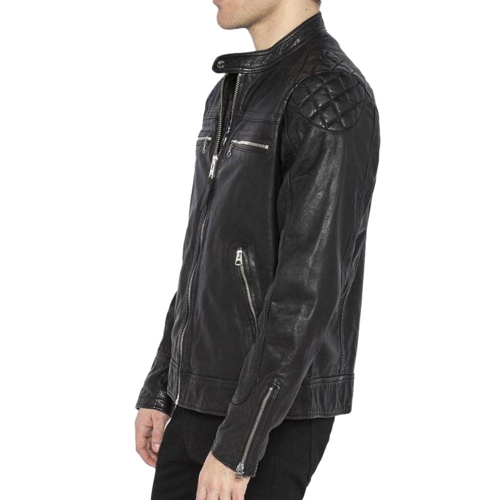 Blouson en Cuir Noir Homme Schott LCSPYDER25 vue 3