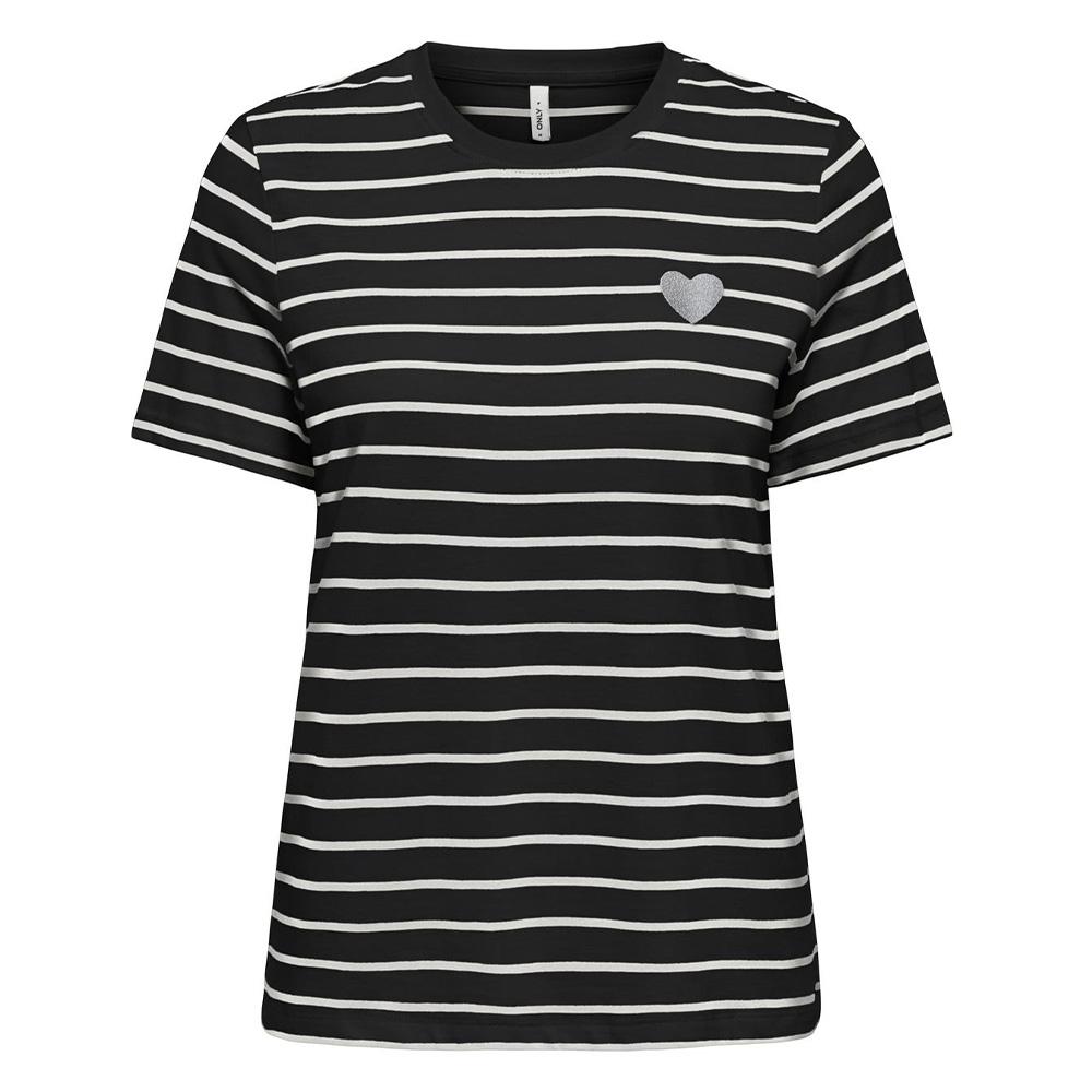 T-shirt à rayures Noir/Blanc Femme Only Liva pas cher