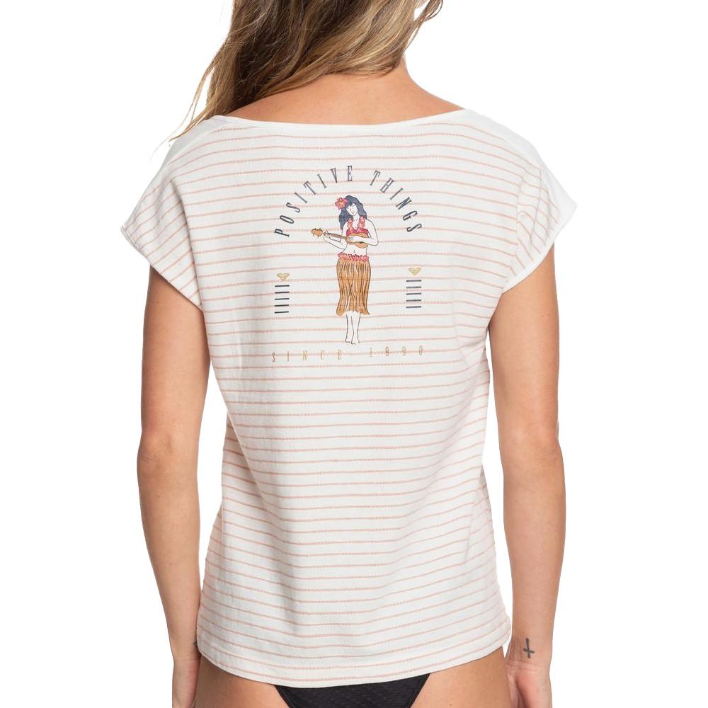 T-shirt Blanc/Corail à Rayures Femme Roxy Miami Vibes B vue 2
