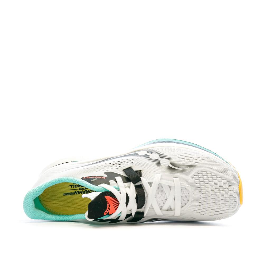 Chaussures de Running Blanc/Turquoise/Orange Homme SauconyEndorphin Pro 2 vue 4