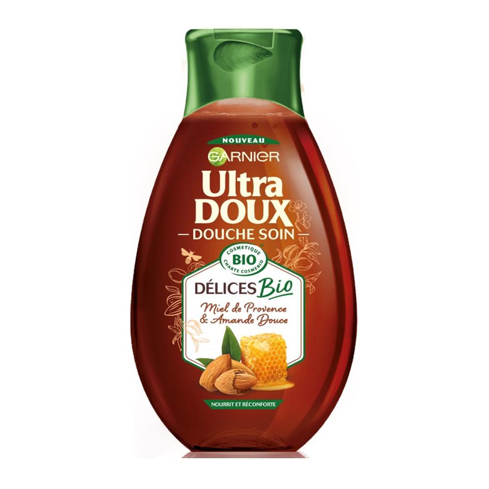 Gel douche Ultra doux Garnier Soin Delices Bio Miel & Amande Douce pas cher