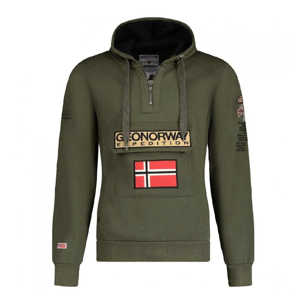 Sweat à capuche Kaki Homme Geographical Norway Gymclass Assor pas cher