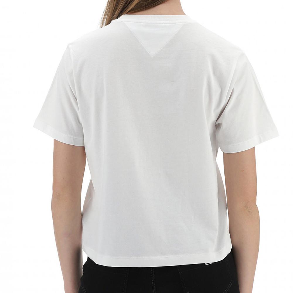 T-Shirt Crop Top Blanc Femme Tommy Hilfiger Classic Essential vue 2