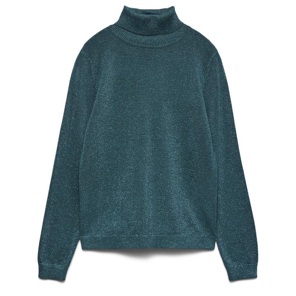 Pull Col roulé Bleu Canard Paillette Femme Vero Moda Happyglitter pas cher