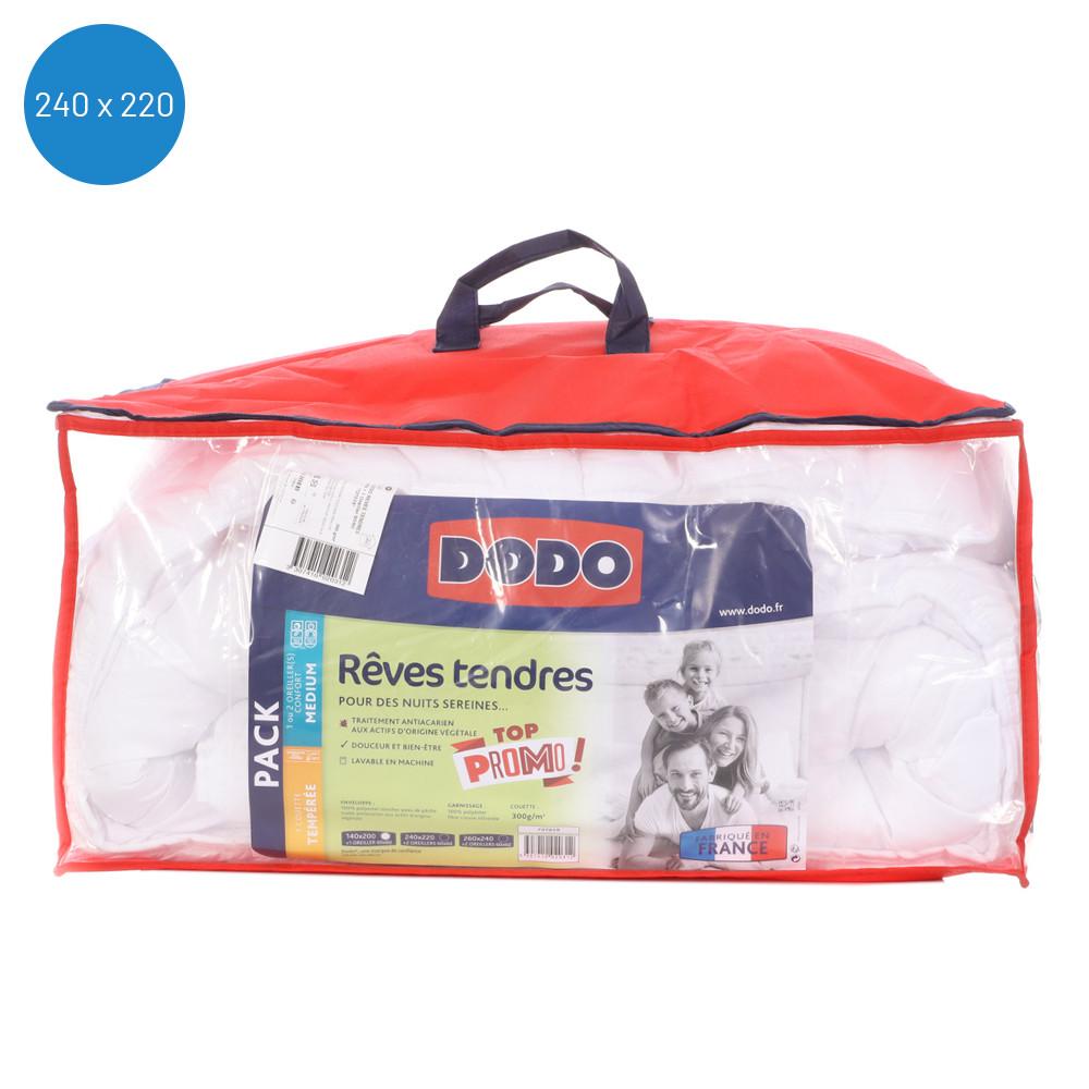Pack Couette 140x200 + x2 Oreillers Blanc Dodo Rêves tendres pas cher
