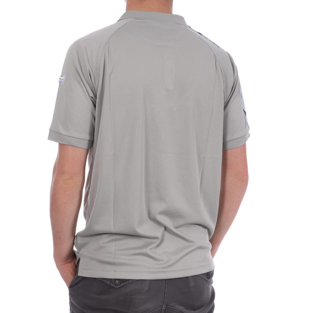 Polo gris bandes bleu homme Hungaria Training Pro vue 2