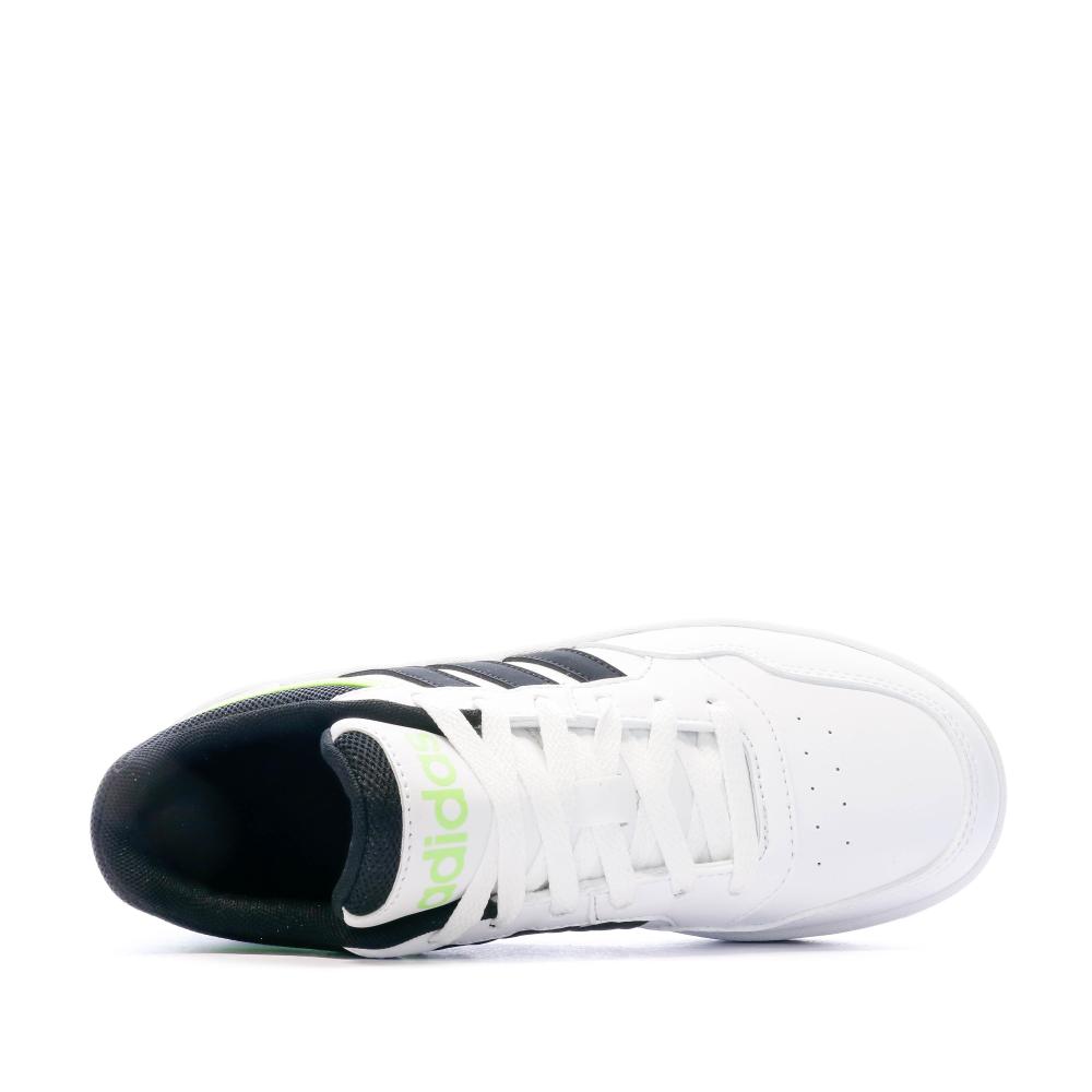 Baskets Blanc/Noir Enfant Adidas Hoops 3.0 K vue 4