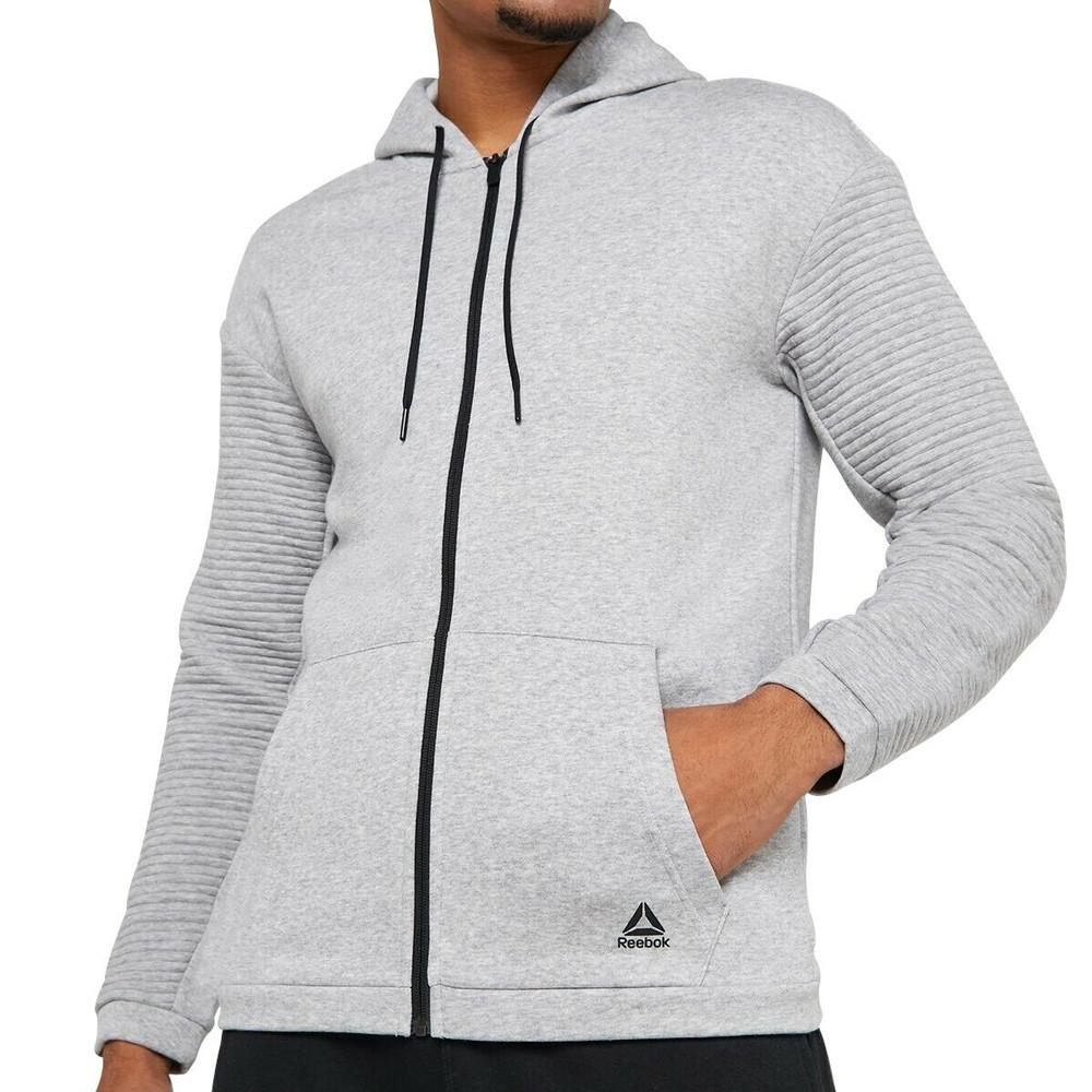 Sweat zippé Gris Homme Reebok Workout pas cher