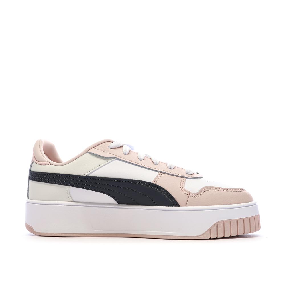 Baskets Blanc/Rose/Noir Femme Puma Carina Street vue 2