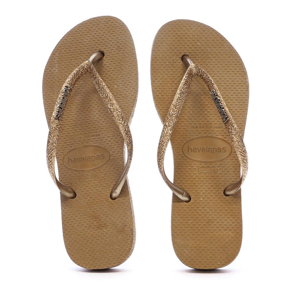 Tongs Marron/Doré Femme Havaianas Slim Platform Sparkle vue 3